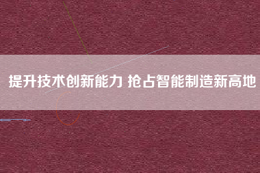 提升技術(shù)創(chuàng)新能力 搶占智能制造新高地