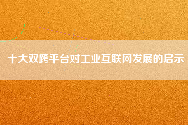 十大雙跨平臺對工業(yè)互聯(lián)網(wǎng)發(fā)展的啟示